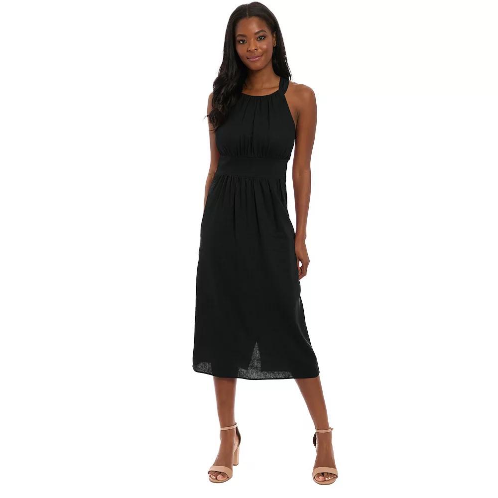 Women's London Times Halter Inset Waist Midi Dress,  Product Image