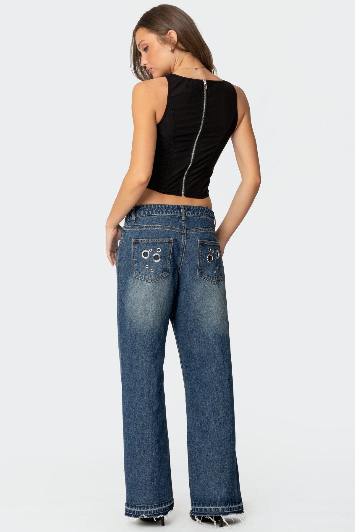 Davis Grommet Low Rise Baggy Jeans Product Image