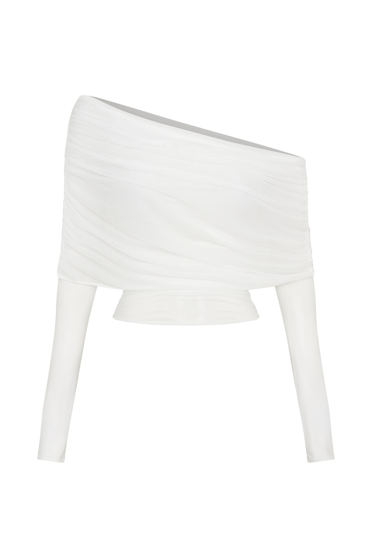 Everly Sheer Mesh Off Shoulder Top - Ivory Product Image