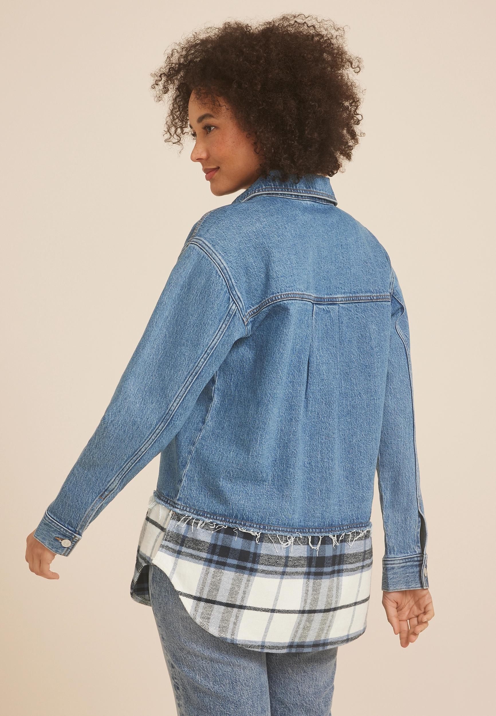 Maurices Womens Denim Plaid Shacket Product Image