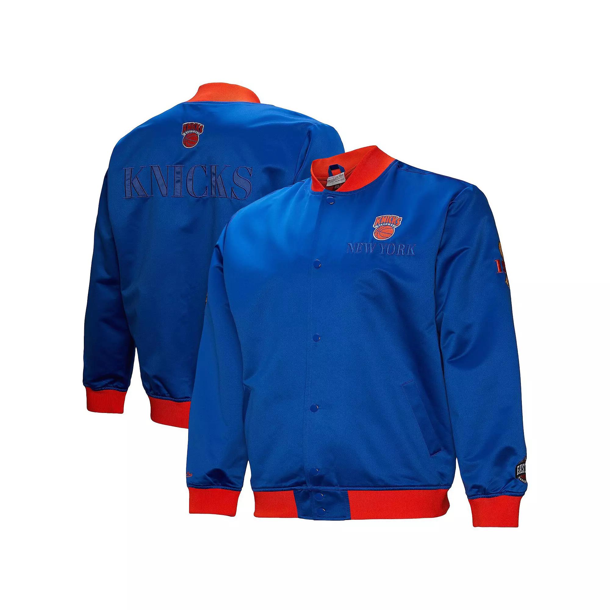Men's Mitchell & Ness Blue New York Knicks Hardwood Classics Team OG 3.0 Lightweight Satin Full-Snap Jacket,  Product Image