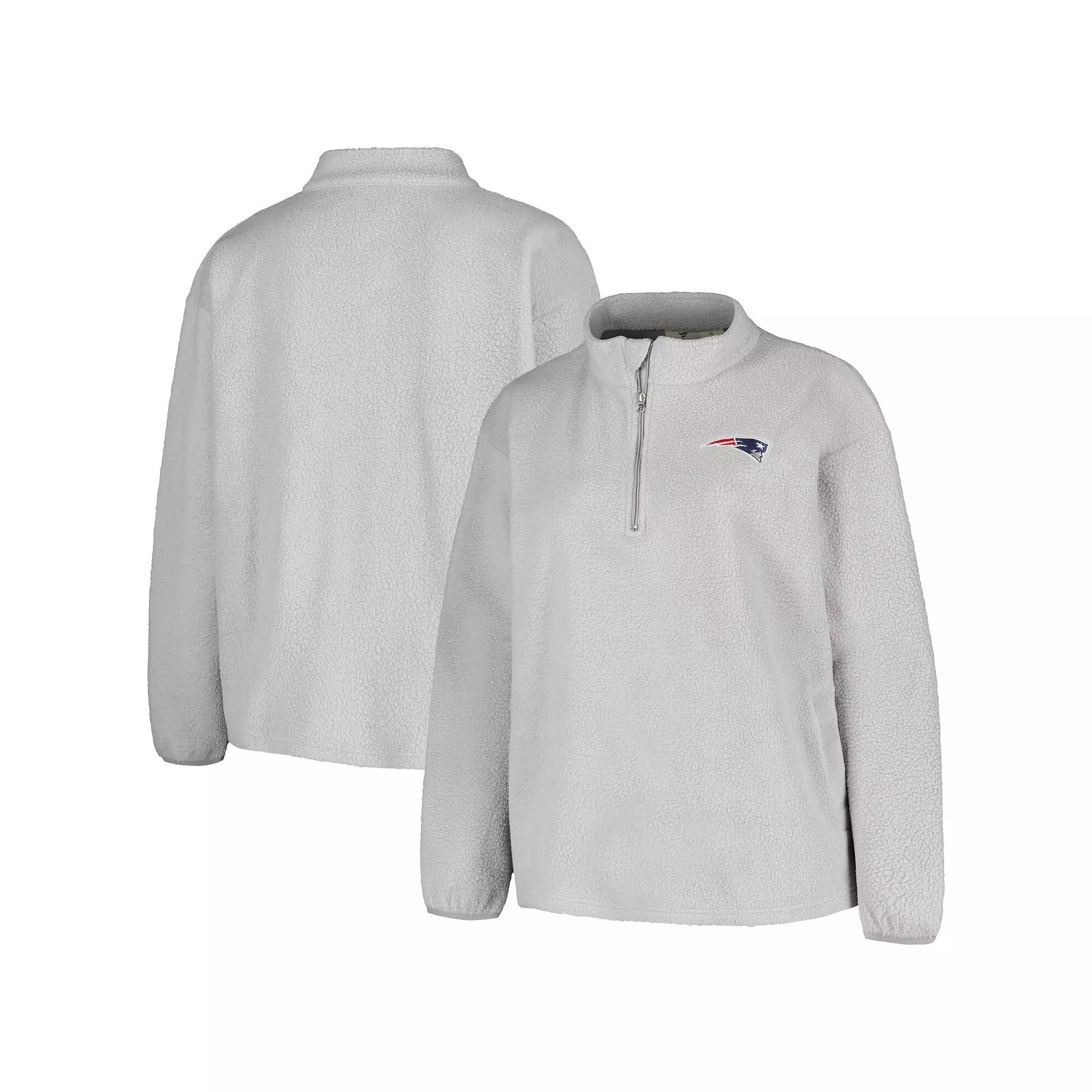 Women's Profile Gray New England Patriots Plus Size Sherpa Quarter-Zip Jacket, Size: 2XL, Grey Product Image