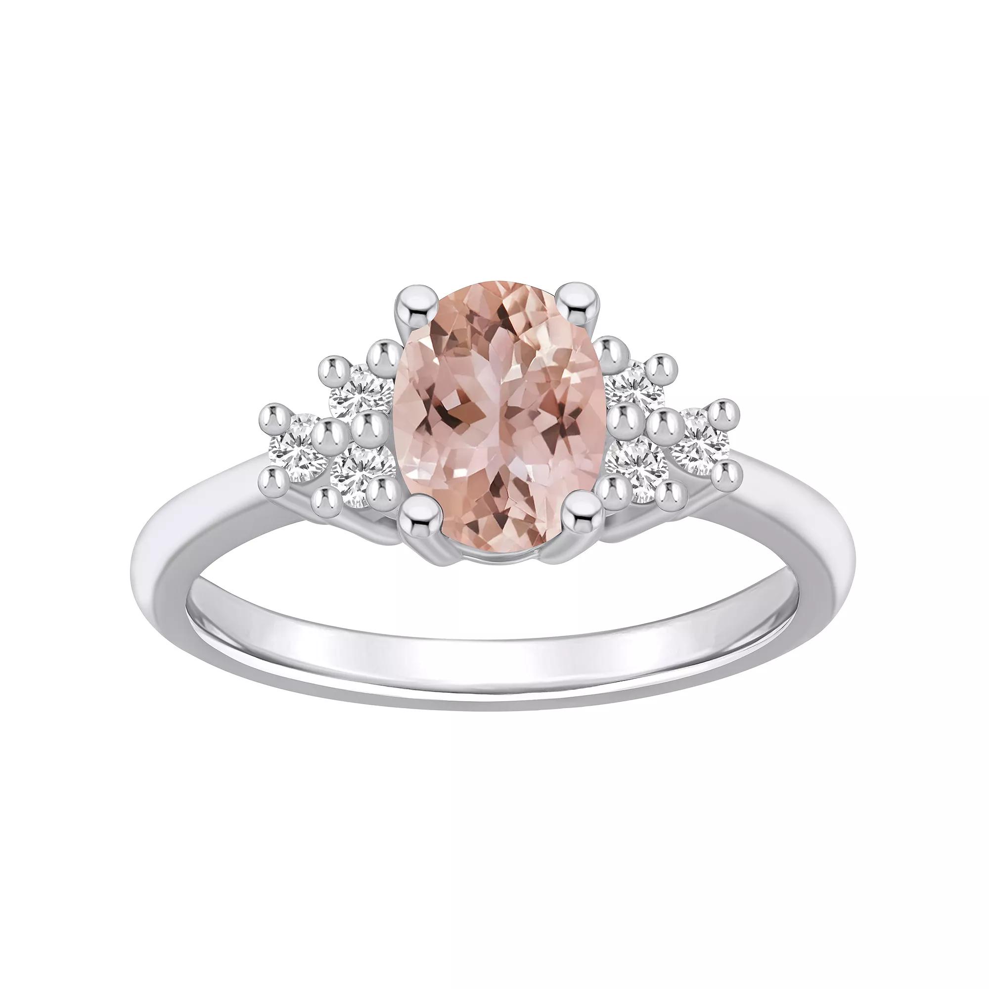 Alyson Layne 14k Gold Oval Morganite & 1/5 Carat T.W. Diamond Ring, Women's, Size: 9 Product Image