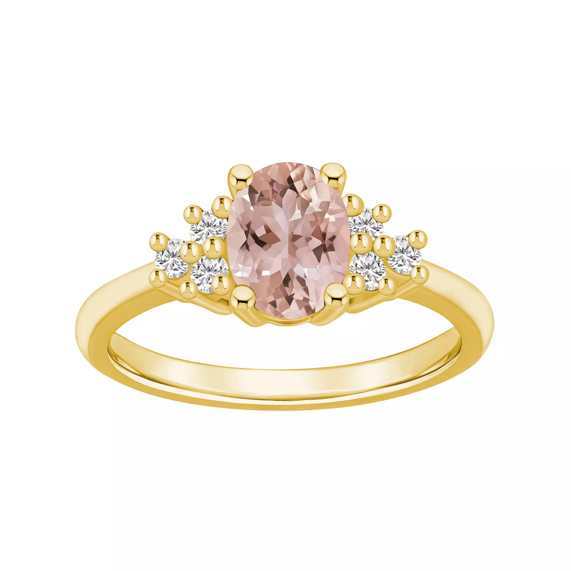 Alyson Layne 14k Gold Oval Morganite & 1/5 Carat T.W. Diamond Ring, Women's, Size: 9 Product Image