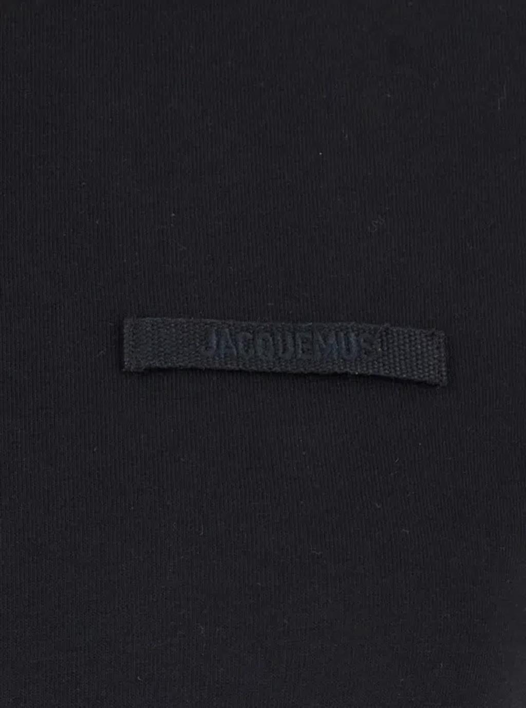 JACQUEMUS Black Fitted T-shirt With Logo Patch In Stretch Cotton Woman Product Image