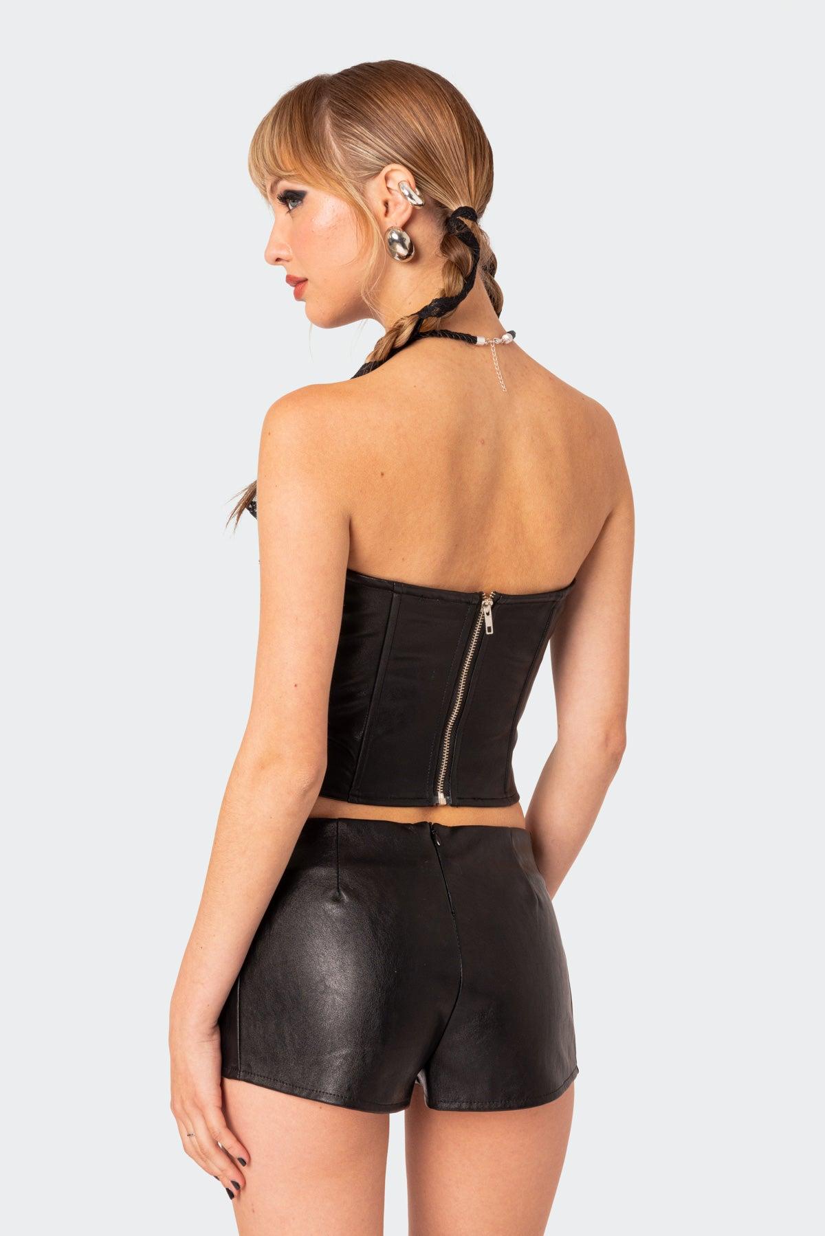 Wilde Lace Up Faux Leather Shorts Product Image