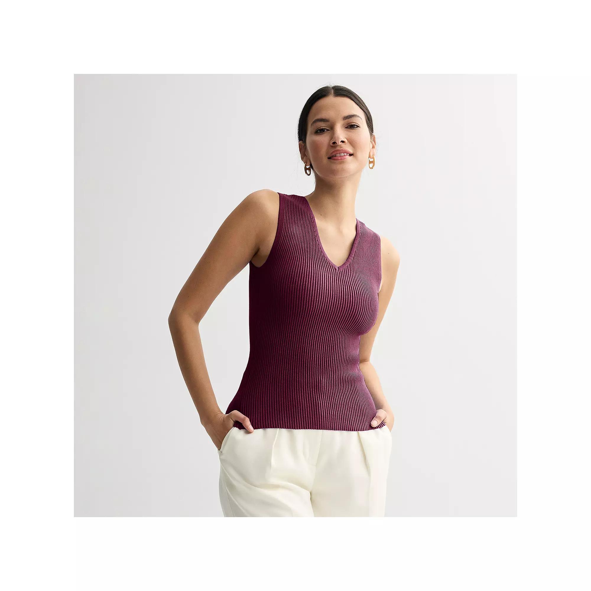 Women's Nine West Fitted Sweater Sculpt V-Neck Tank Top,  Product Image