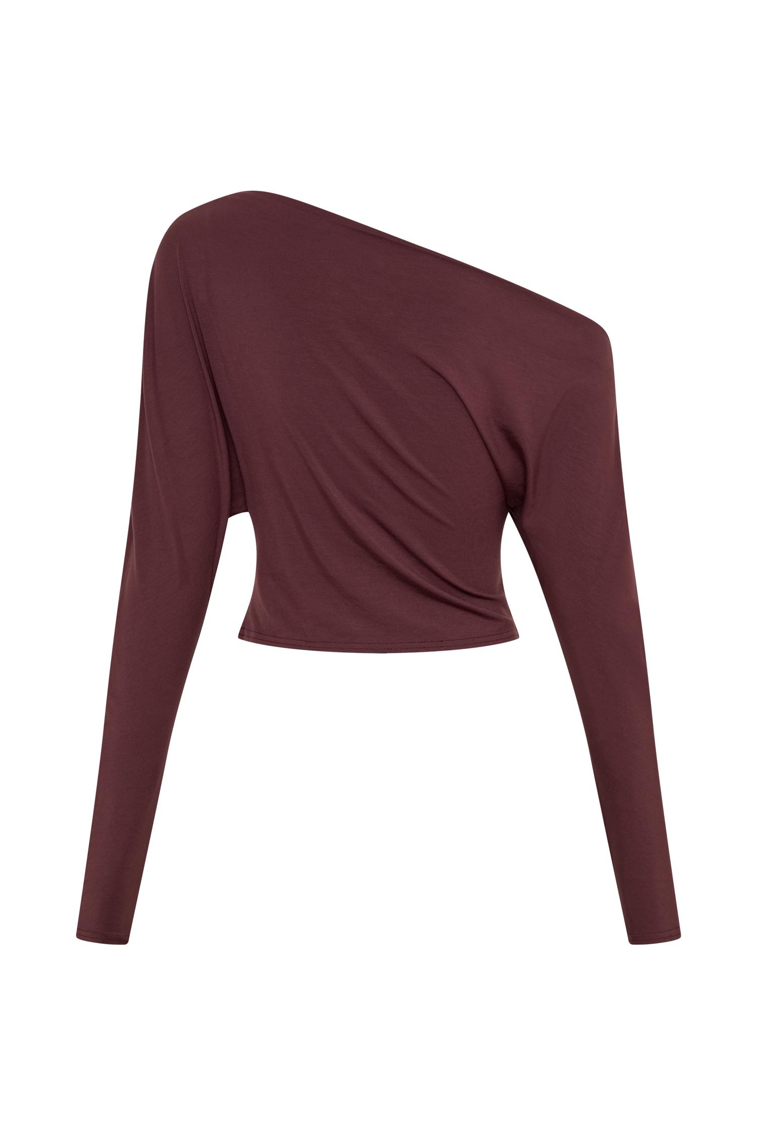Yasmin Asymmetrical Long Sleeve Top - Mahogany Product Image