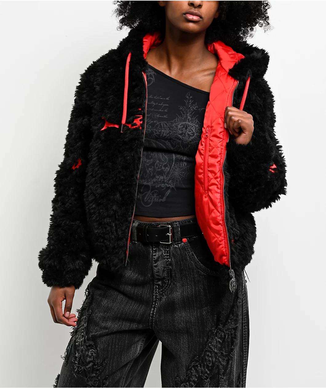 Vitriol Furget Me Not Black Crop Zip Jacket Product Image