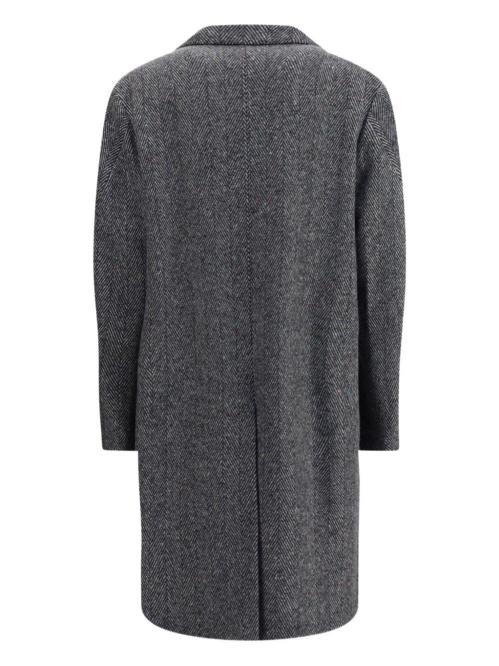 GIVENCHY Men Wool Blend Coat With Herringbone Motif In Multi Product Image