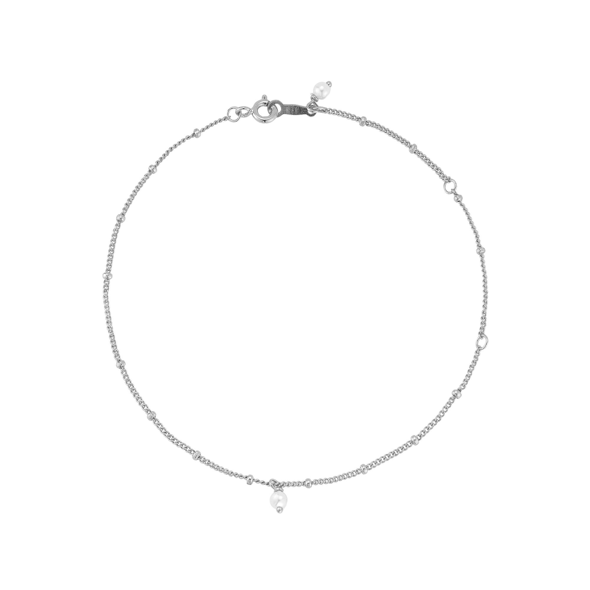 Sunkissed Sterling Freshwater Cultured Pearl Anklet, Women's, Size: 8", Silver Tone Product Image