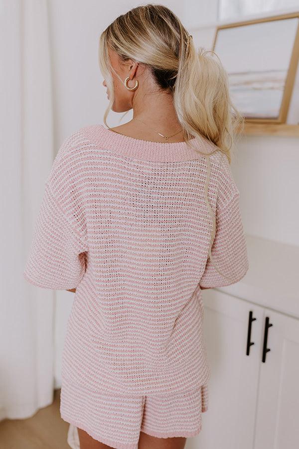 Lake Days Stripe Knit Top in Blush Product Image