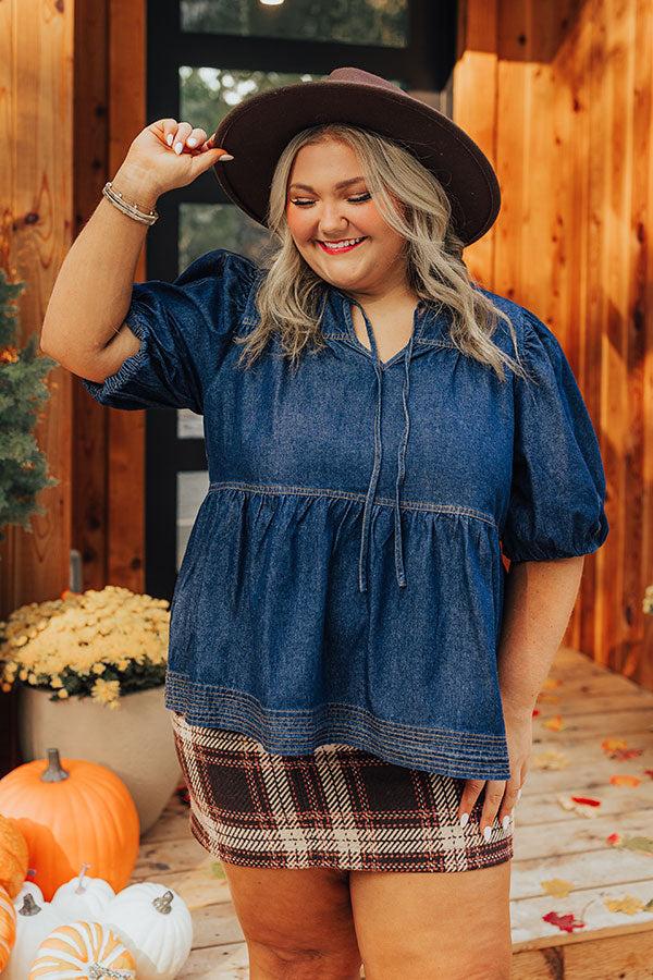 Sweet Darling Denim Babydoll Top Curves Product Image