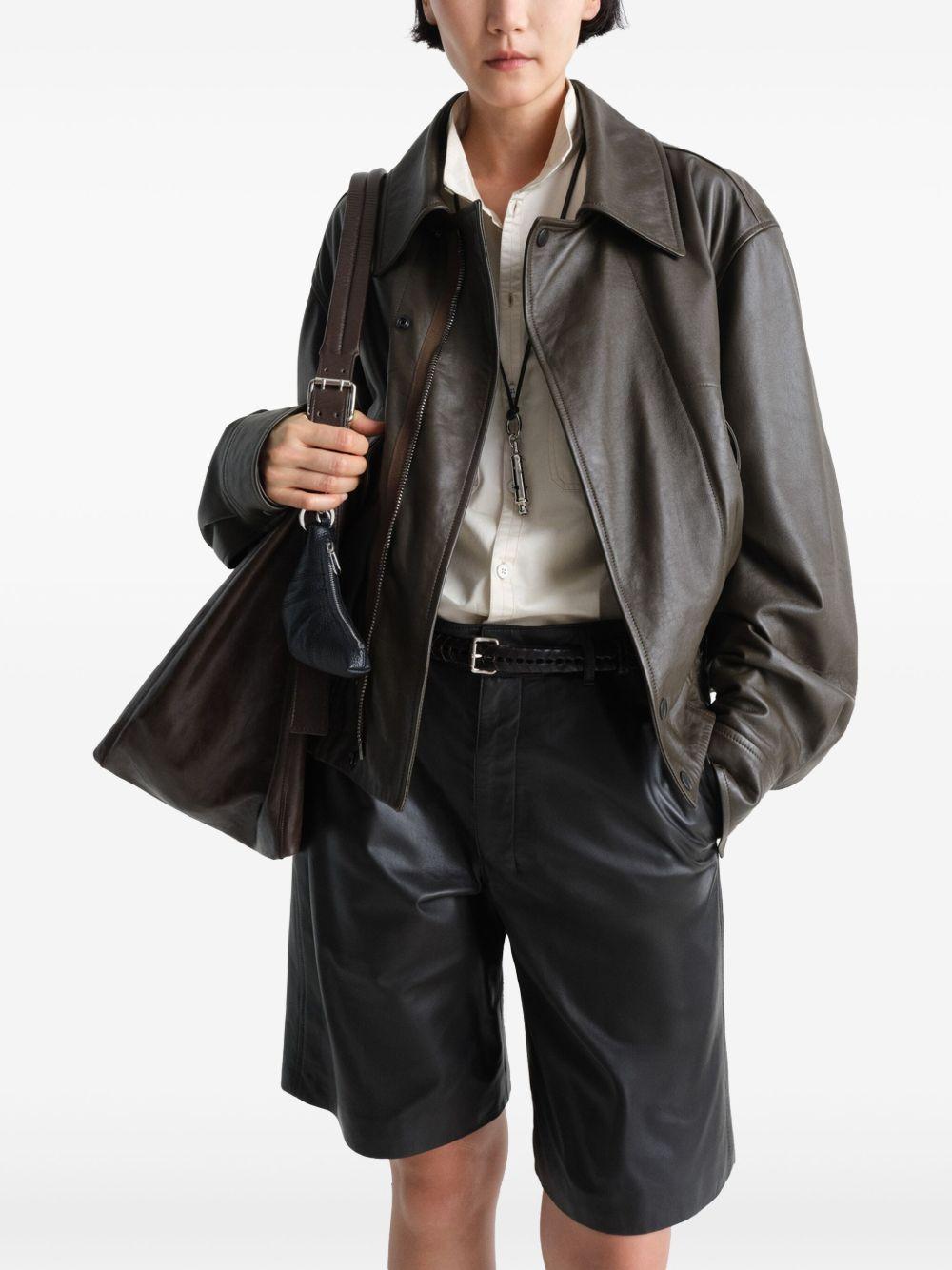 leather bomber jacket Product Image