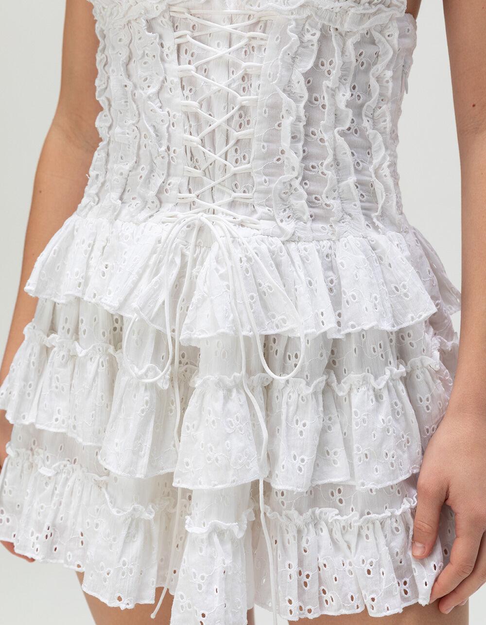 AMY JANE LONDON Iris Womens Eyelet Mini Dress - WHITE Product Image