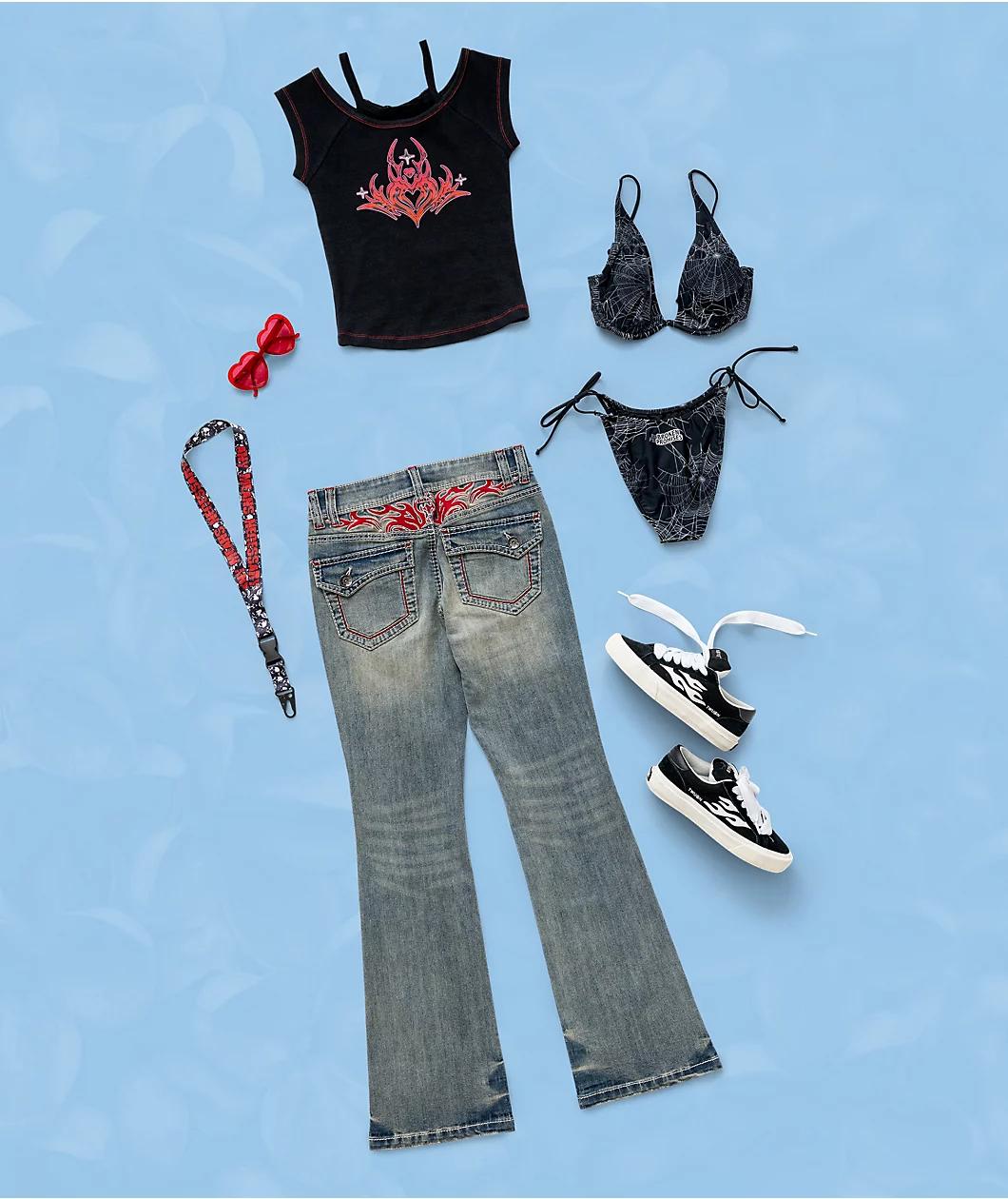 Ninth Hall Alyssia Contrast Blue Wash Mid Rise Bootcut Jeans Product Image