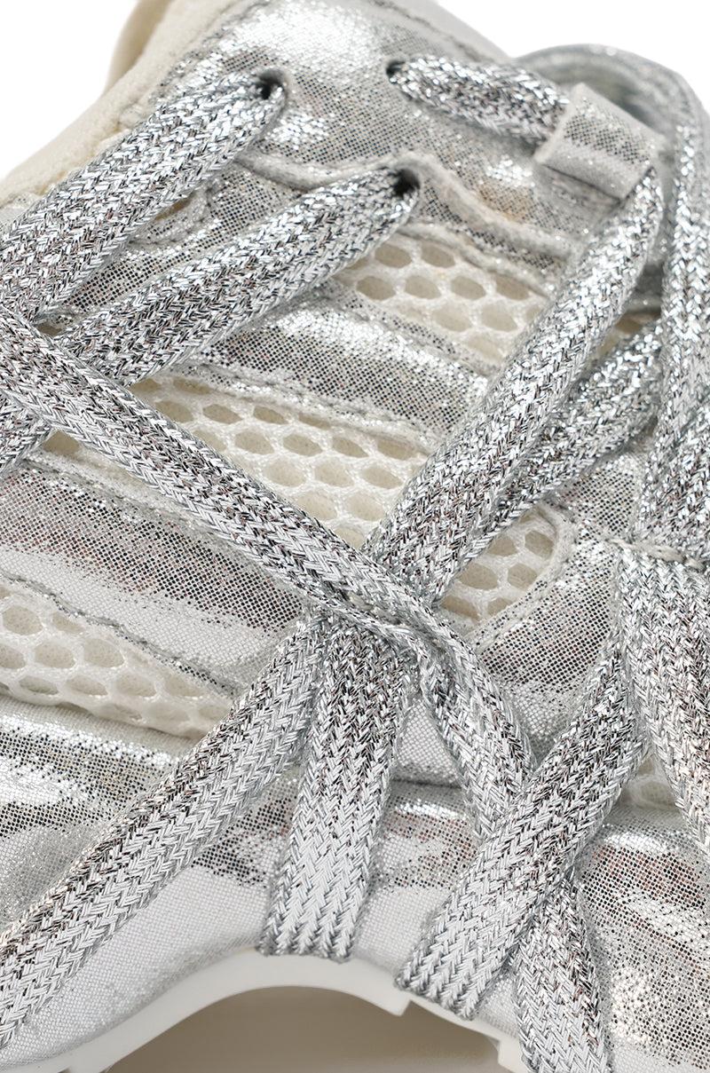 AZALEA WANG EASY SILVER EMBELLISHED CHUNKY SNEAKER Product Image