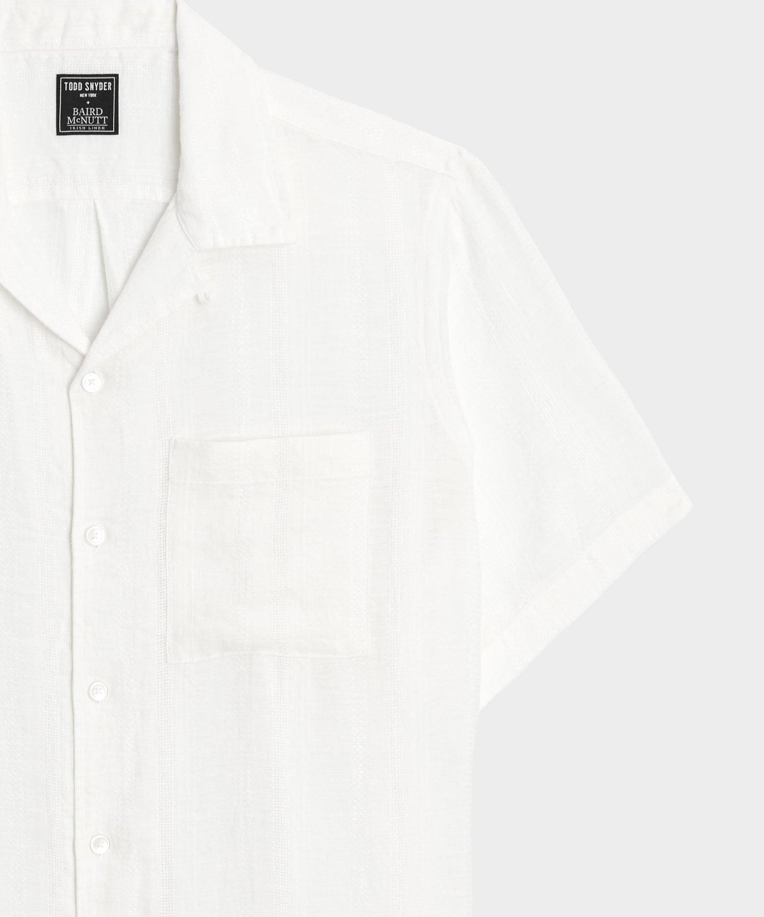 Textured Cropped Sea Soft Irish Linen Camp Collar Shirt Product Image
