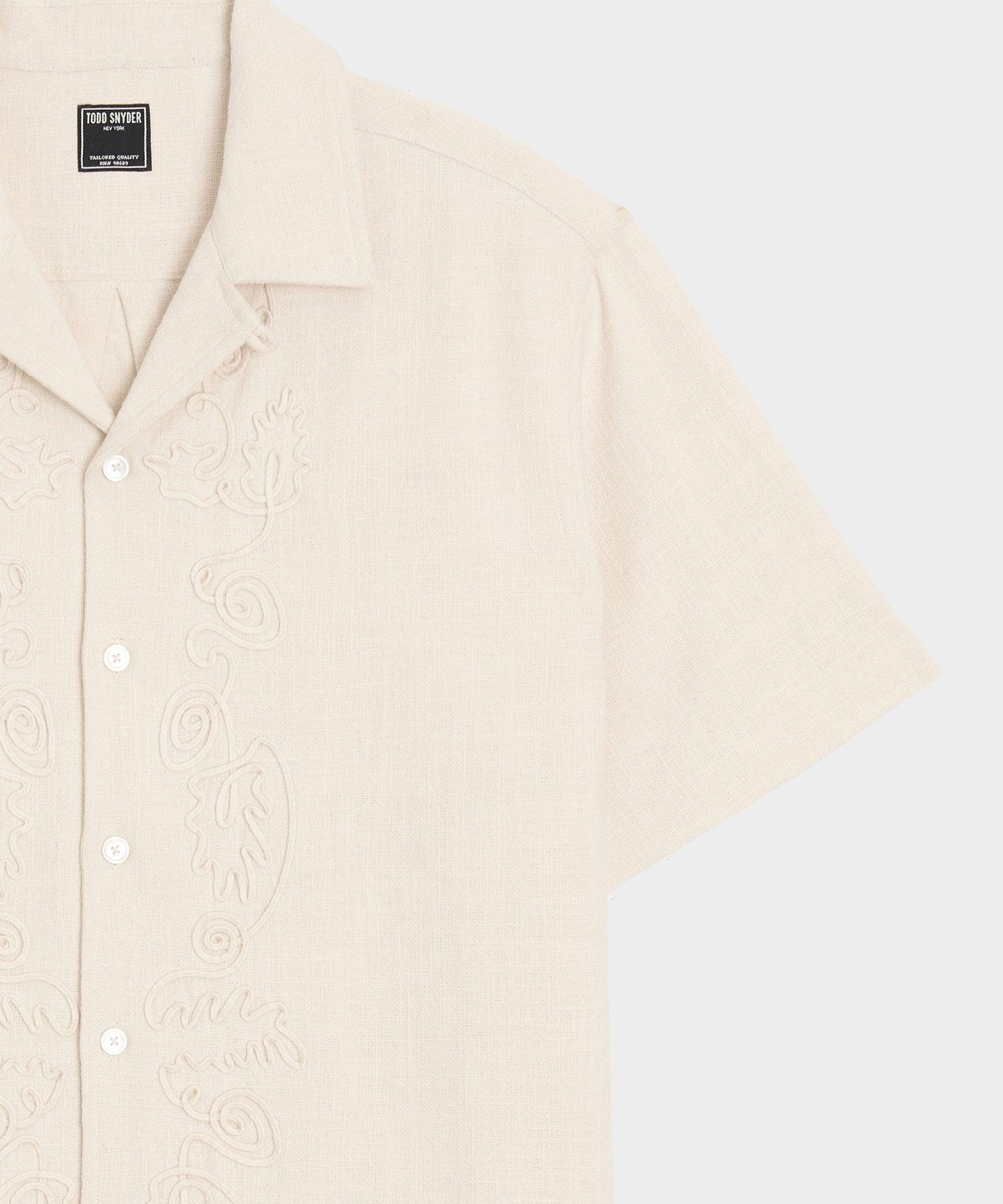 Cropped Cotton Camp Collar Shirt Product Image