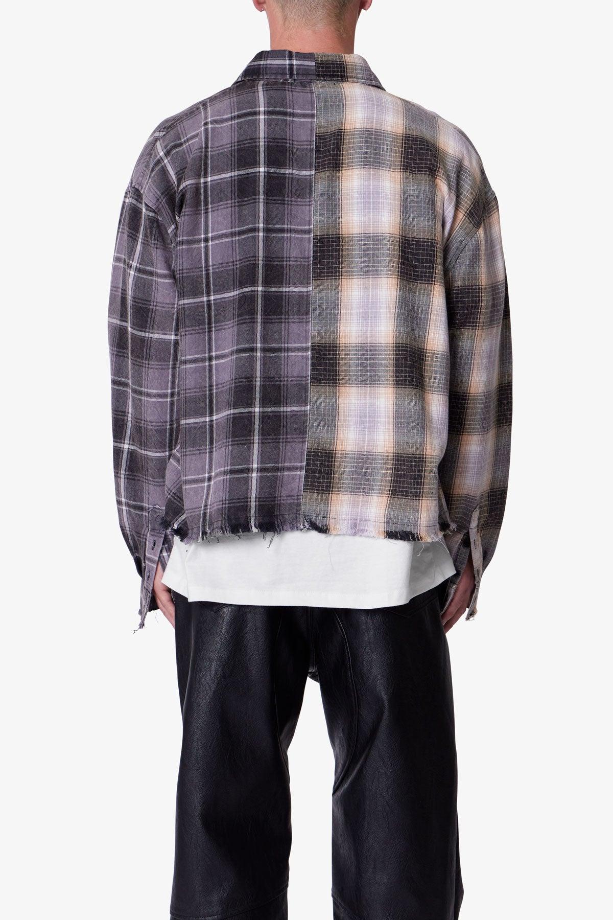 Mixed Flannel Shirt - Olive/Brown Product Image
