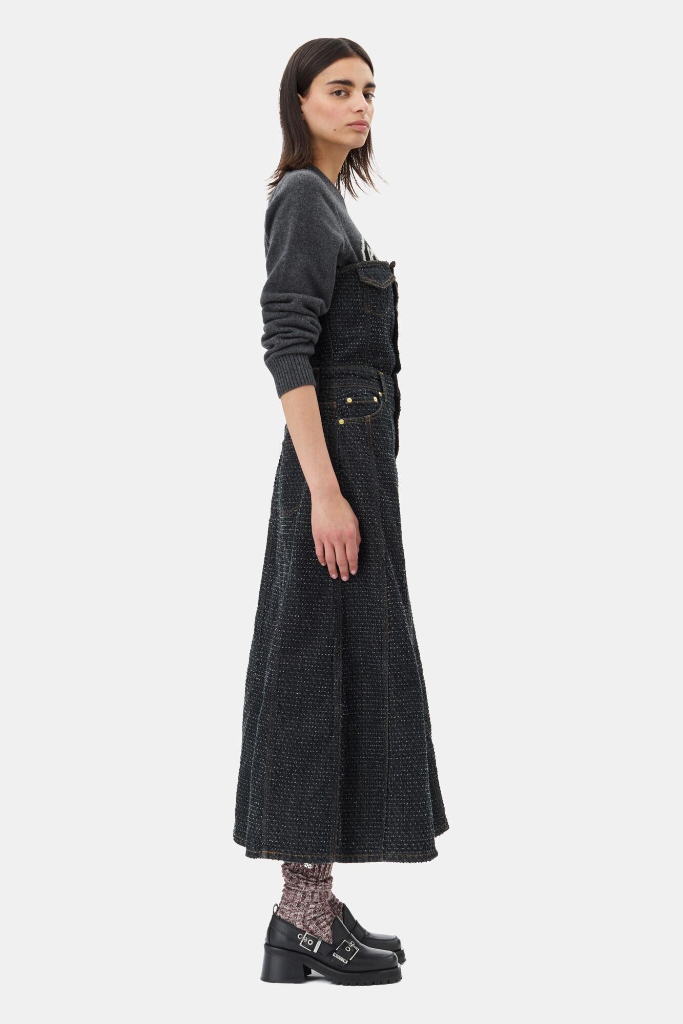 Black Textured Midi Dress Product Image