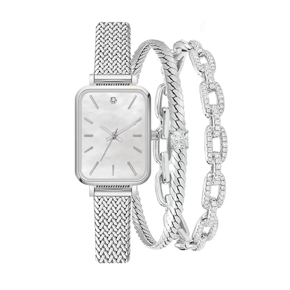Jessica Carlyle Women's Silver Tone Analog Watch & Bracelet Set, Size: 23 mm Product Image