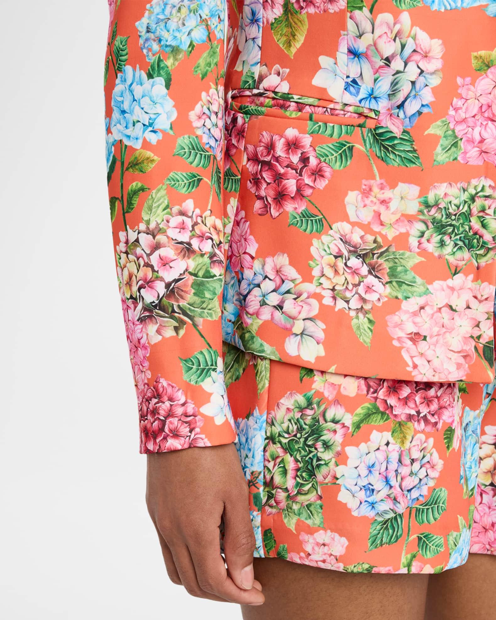 Hand-Painted Hydrangea Print Belted Shorts Product Image