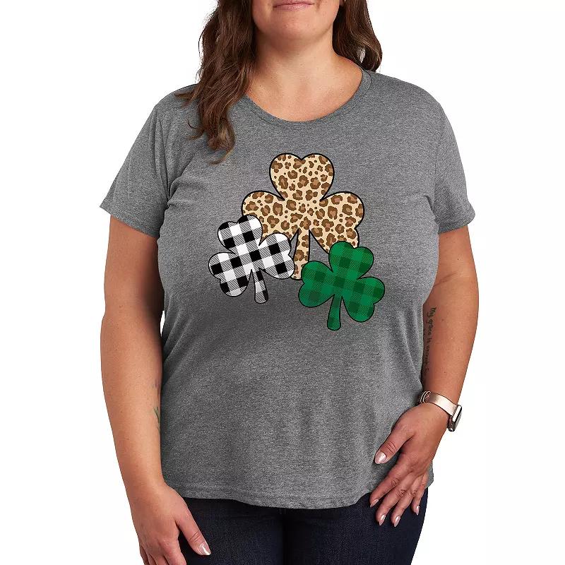 Plus Patterned Shamrocks Graphic Tee, Women's,  Product Image