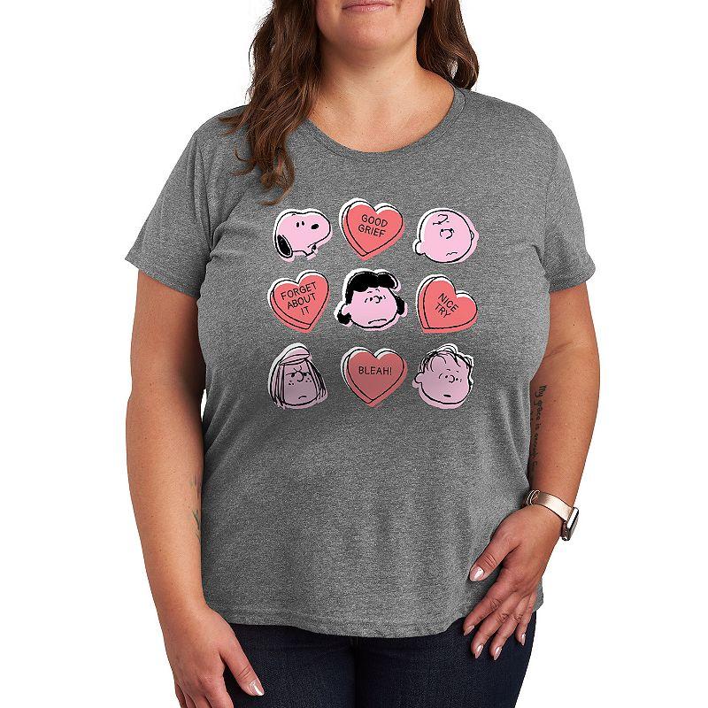 Plus Peanuts Candy Heart Grid Graphic Tee, Women's,  Product Image