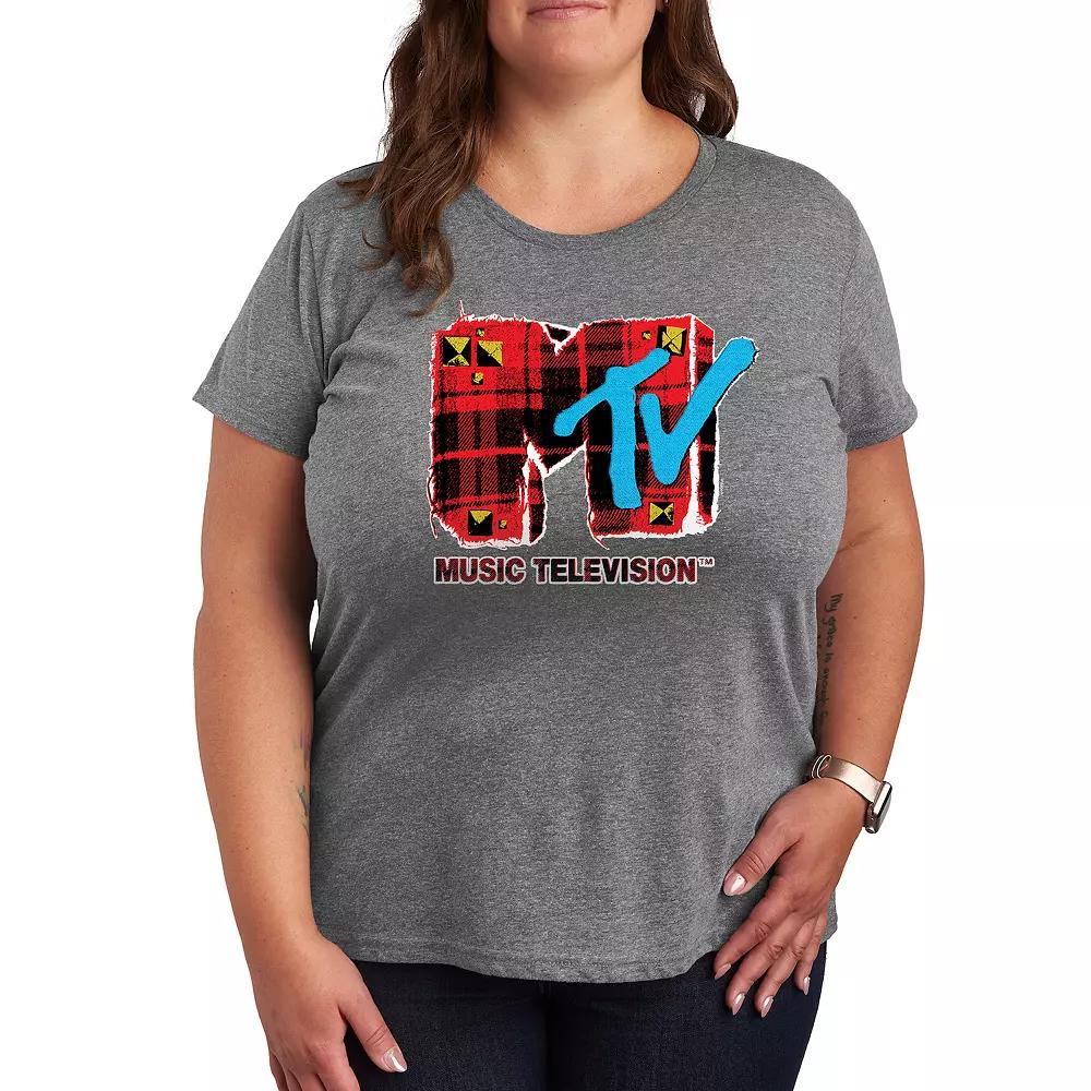 Plus MTV Grunge Plaid Graphic Tee, Women's,  Product Image