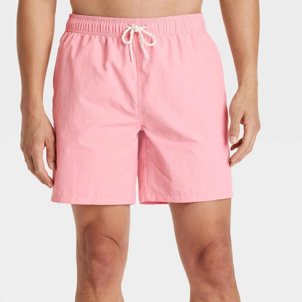 Men's 7" Swim Trunks - Goodfellow & Co™ Pink XXL: Water Repellent, Mesh Liner, UPF 50+ Product Image