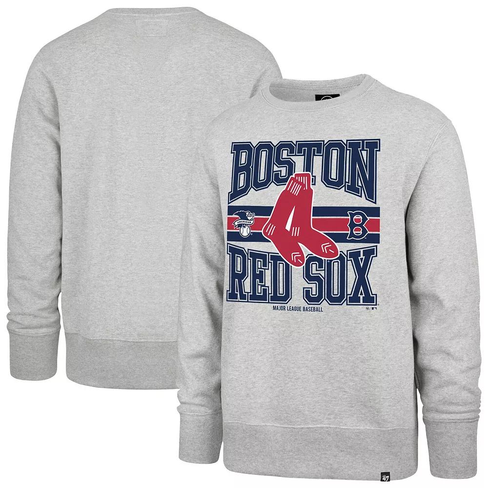 Men's '47  Gray Boston Red Sox Letters Headline Pullover Sweatshirt, Size: 3XL, Grey Product Image