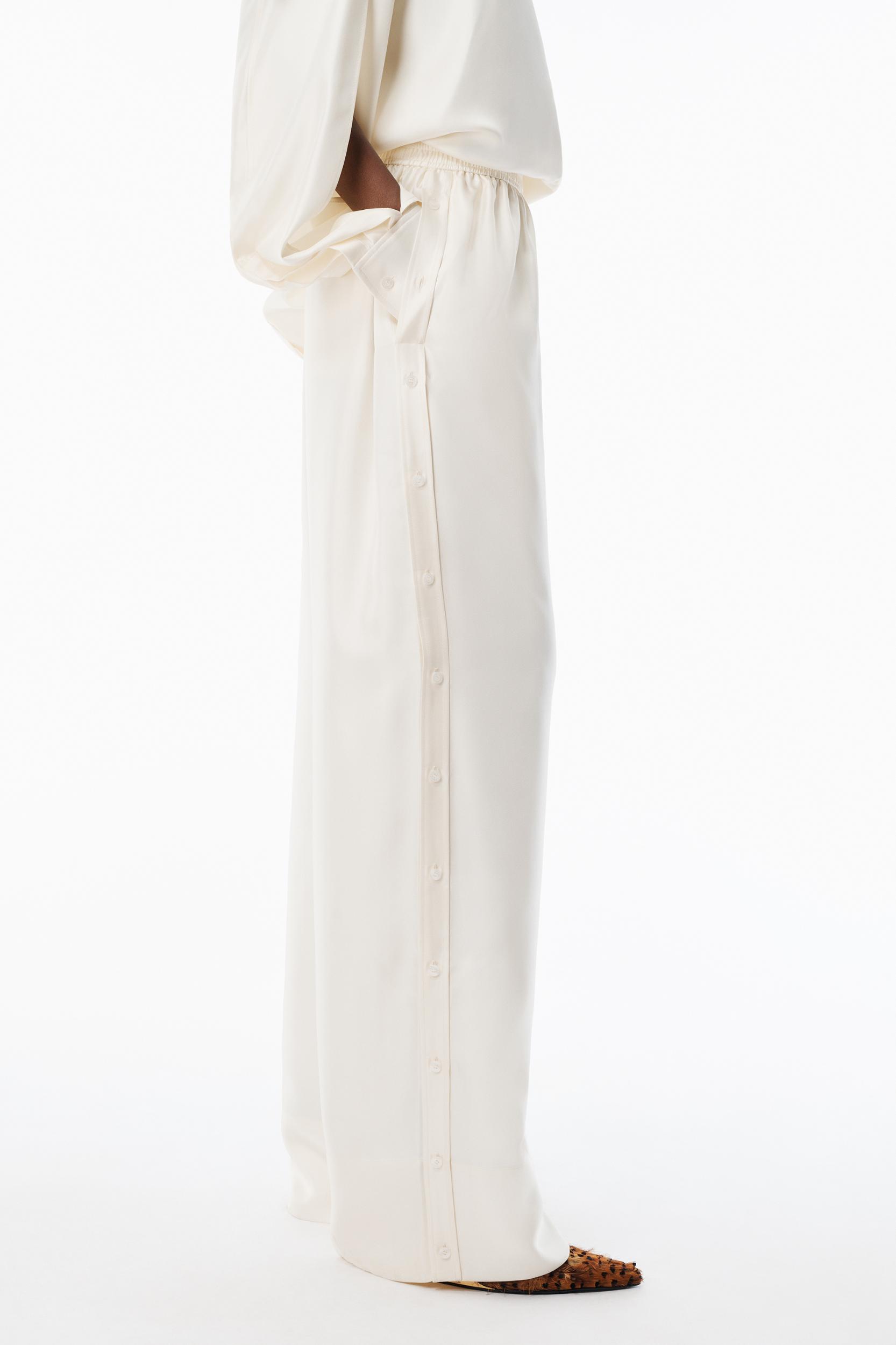 Ivory Heavy Silk Side Placket Pant Product Image