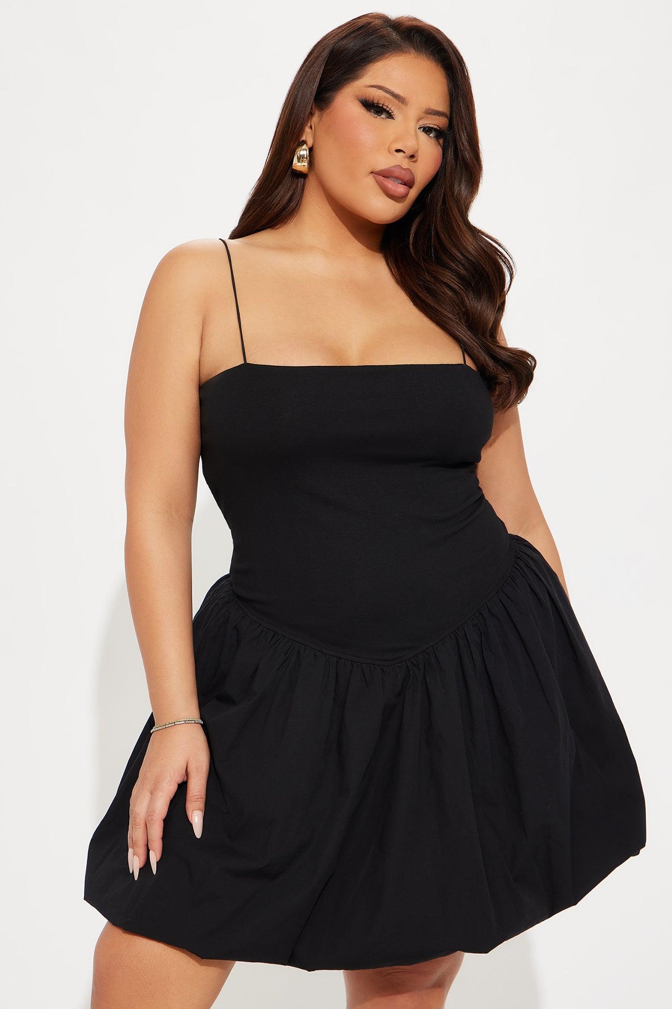 Lisa Bubble Mini Dress - Black Product Image