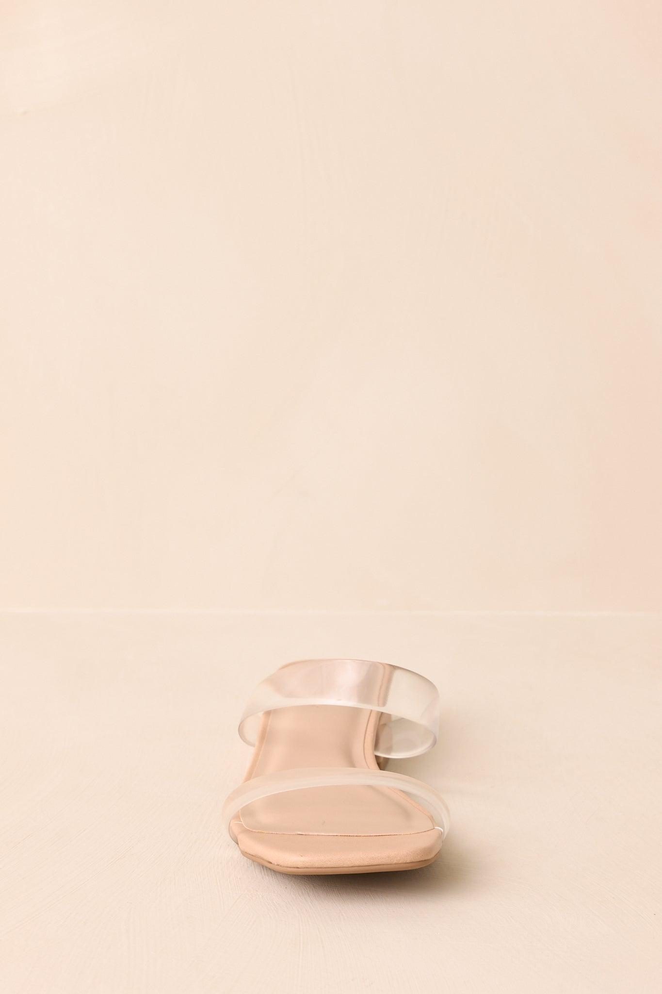 Timeless Edge Clear Beige Low Block Heel Sandals Product Image