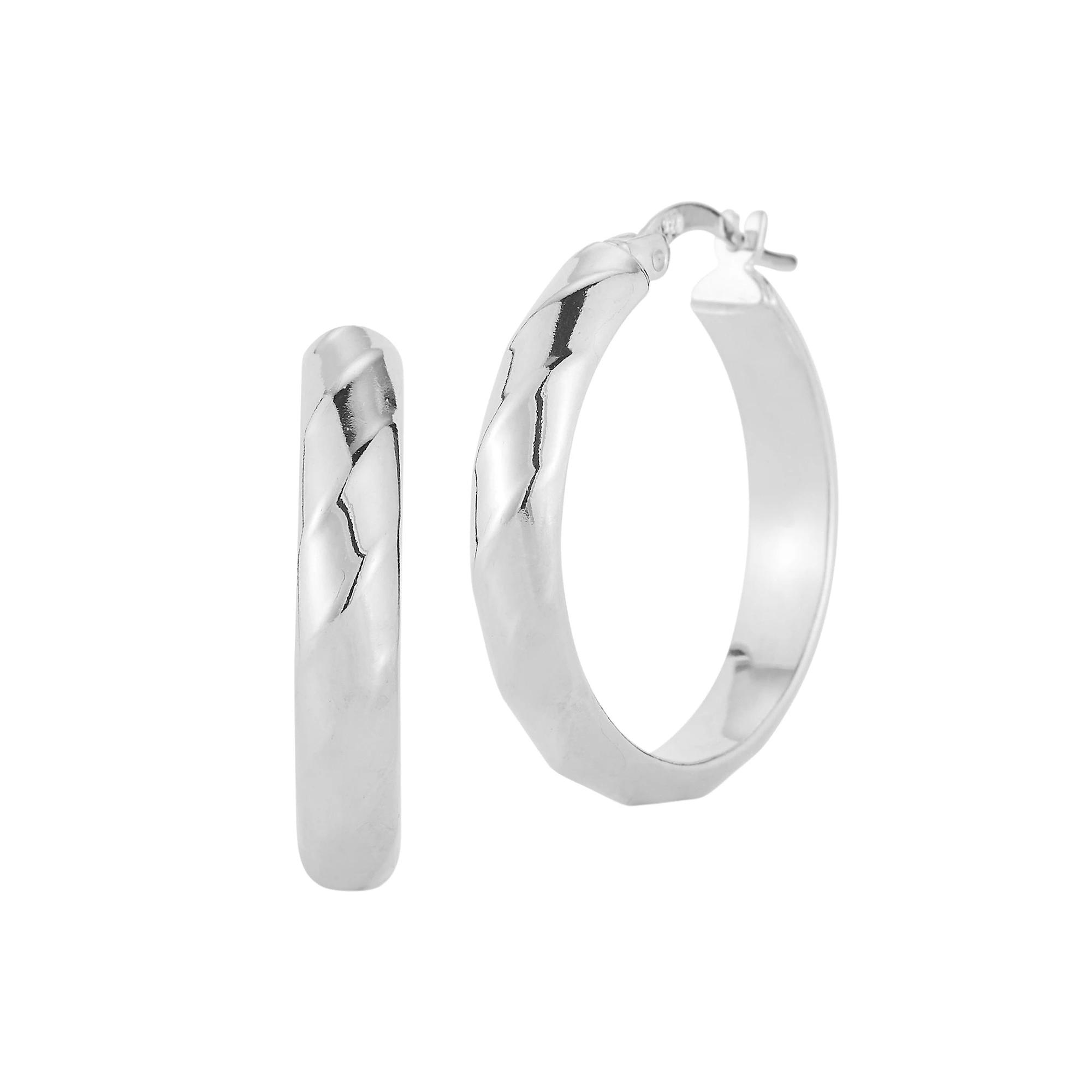 Sunkissed Sterling Sterling Silver Reflective Twist Hoop Earrings, Women's, Silver Tone Product Image