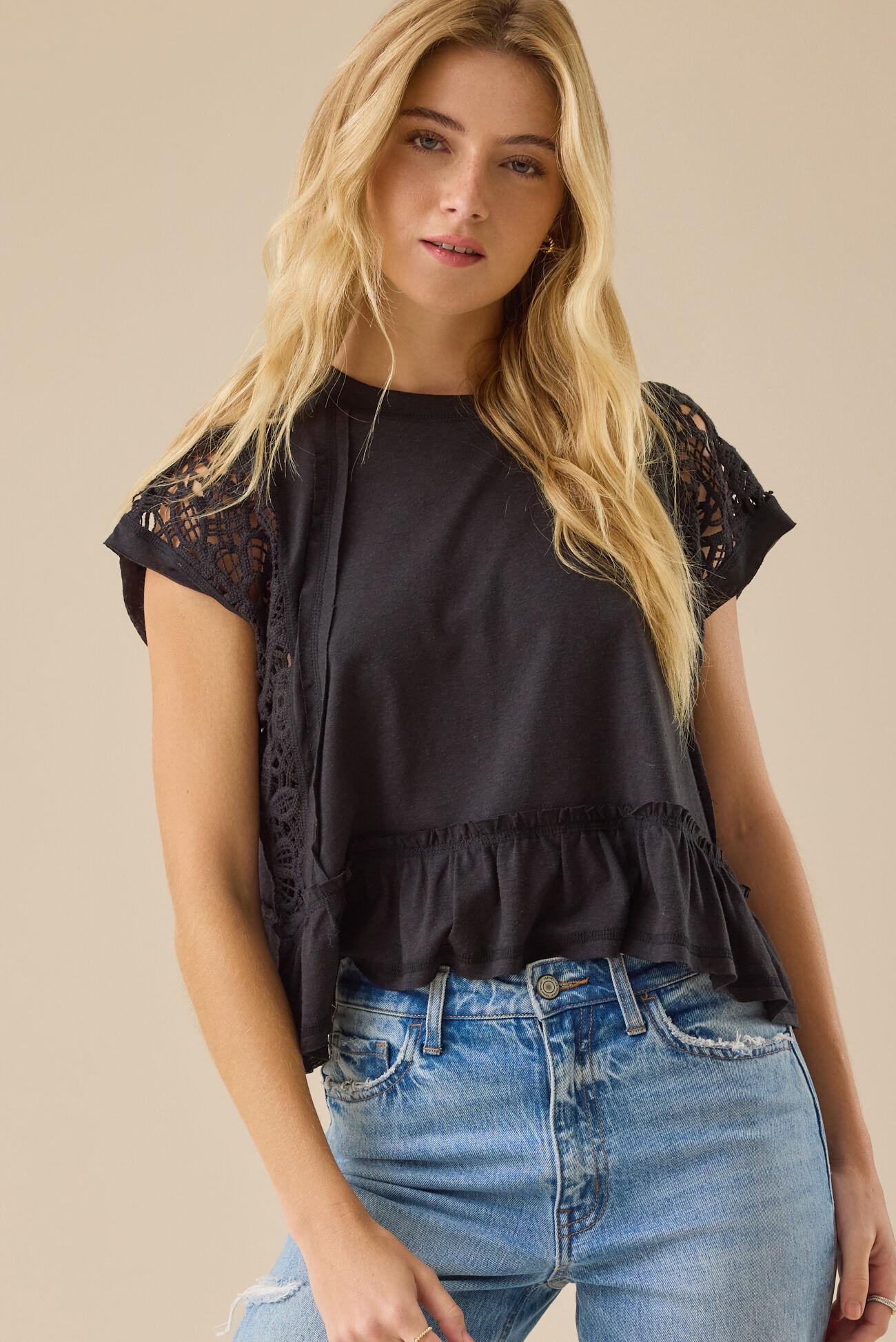 Micah Lace Peplum Top Product Image