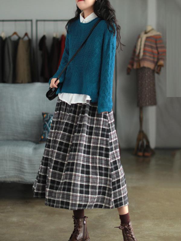 Artistic Retro Plaid A-Line Skirt Product Image