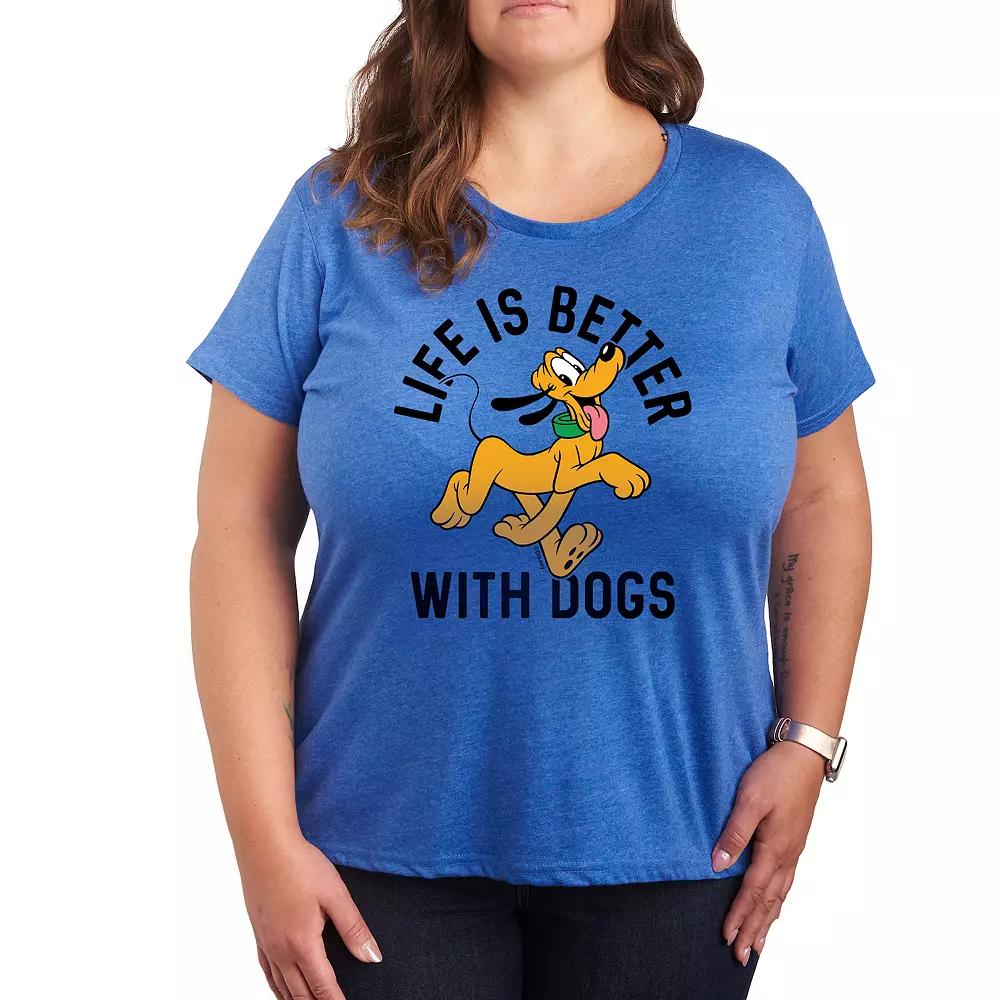 Disney's Pluto Plus Life Is Better With Dogs Graphic Tee, Women's,  Product Image