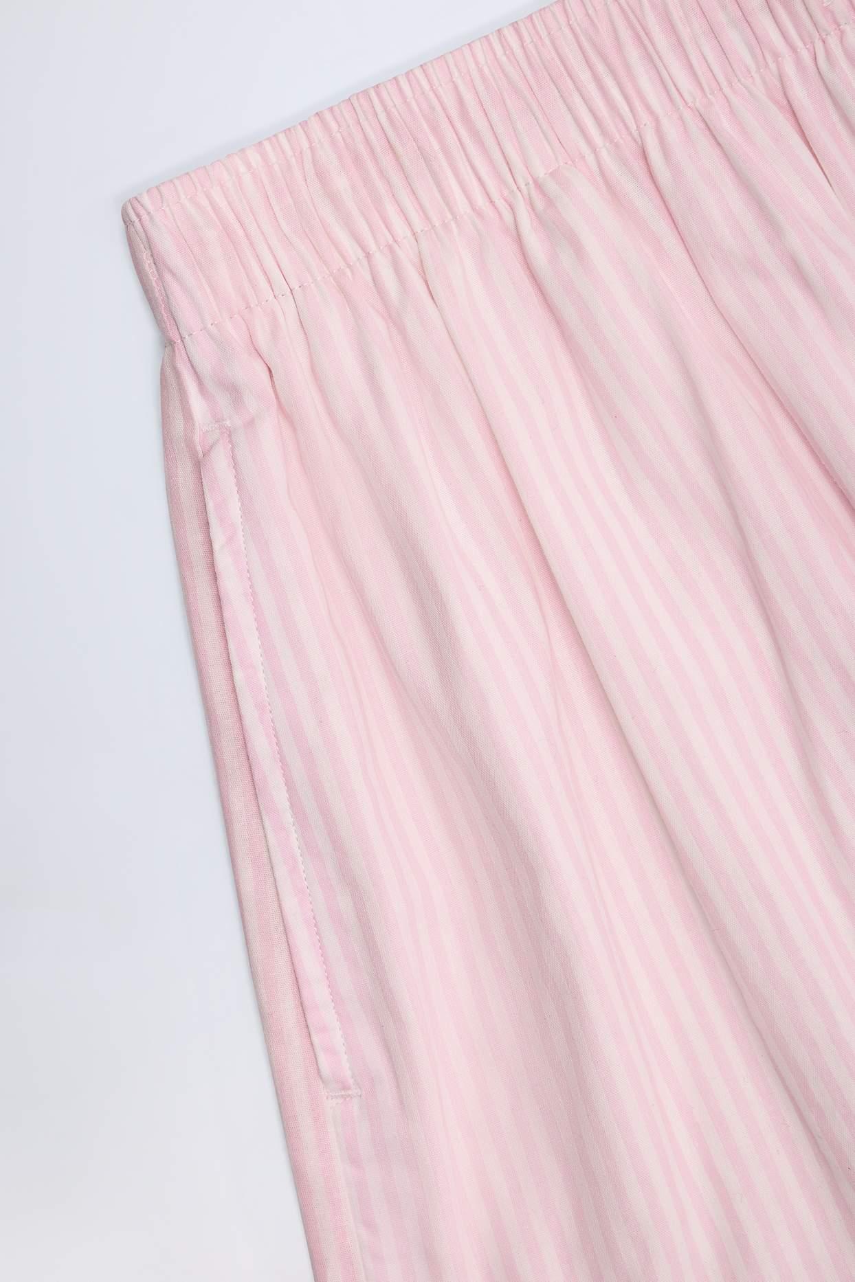 Tie-Front Cotton-Poplin Shorts in Pink White Stripe Product Image