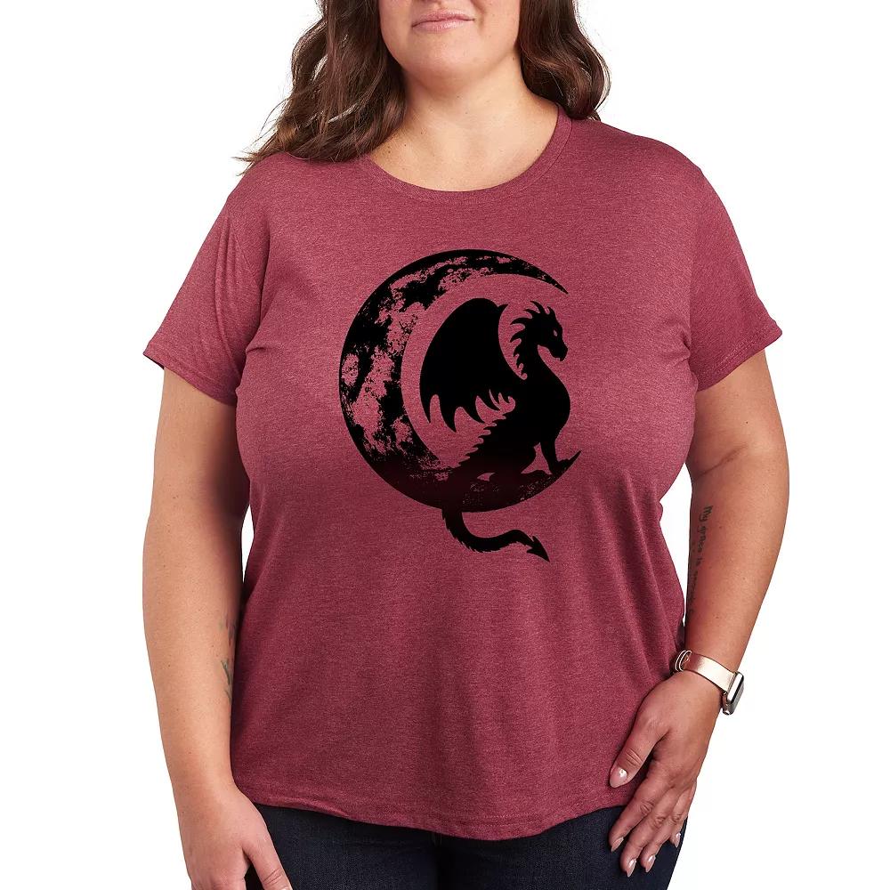 Plus Dragon Sitting On Crescent Moon Graphic Tee, Women's,  Product Image