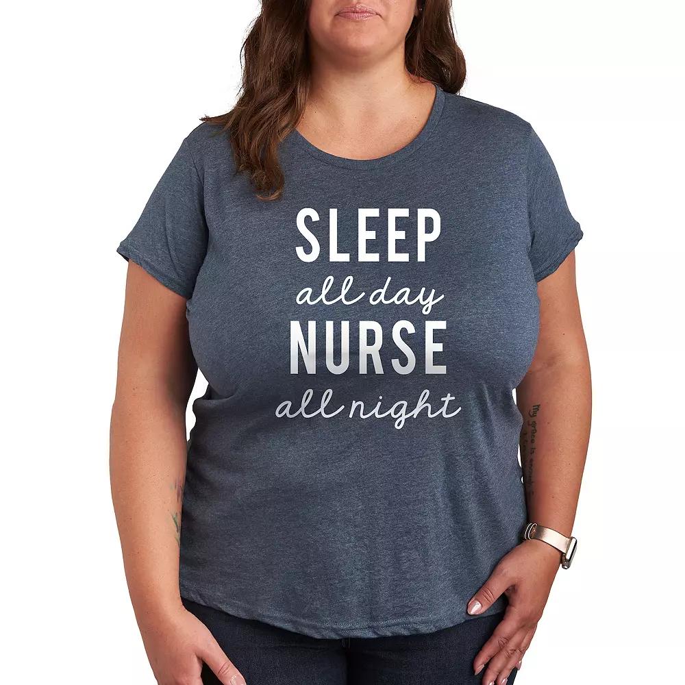 Plus Sleep All Day Nurse All Night Graphic Tee, Women's,  Product Image