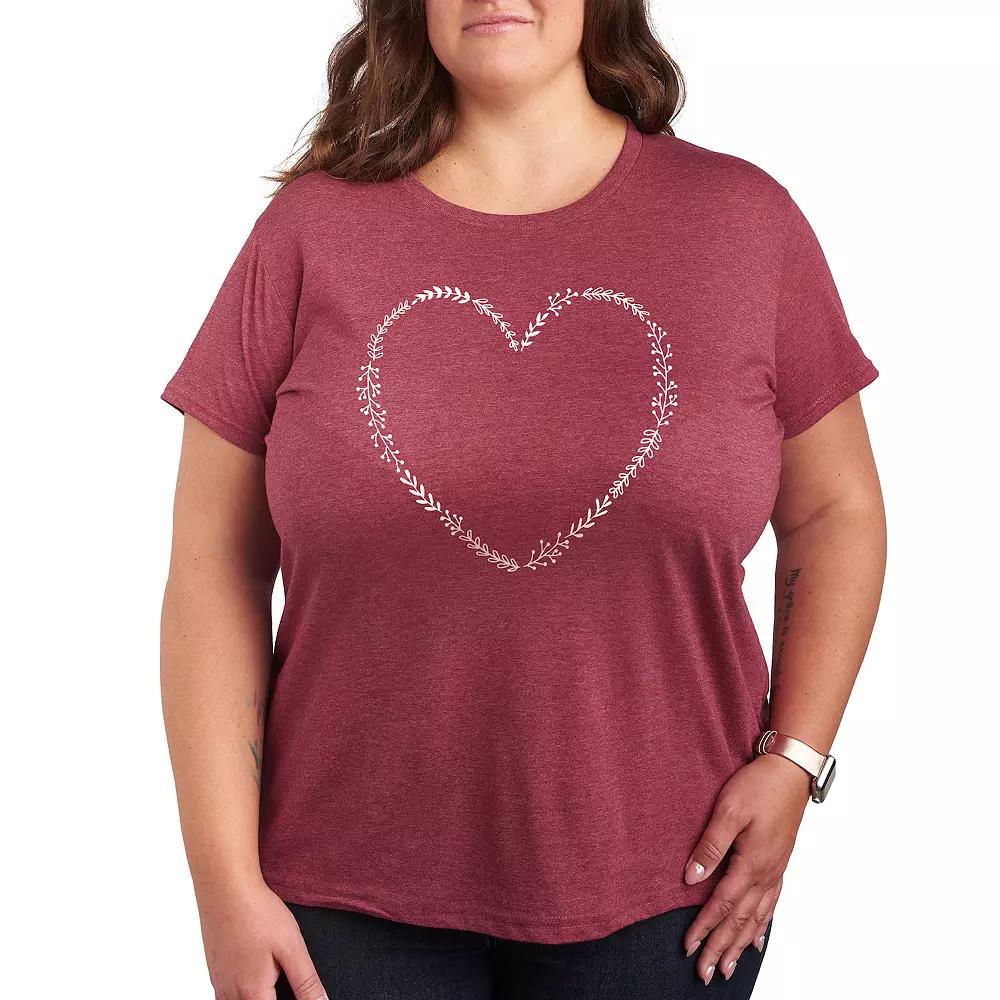 Plus Floral Heart Outline Graphic Tee, Women's,  Product Image