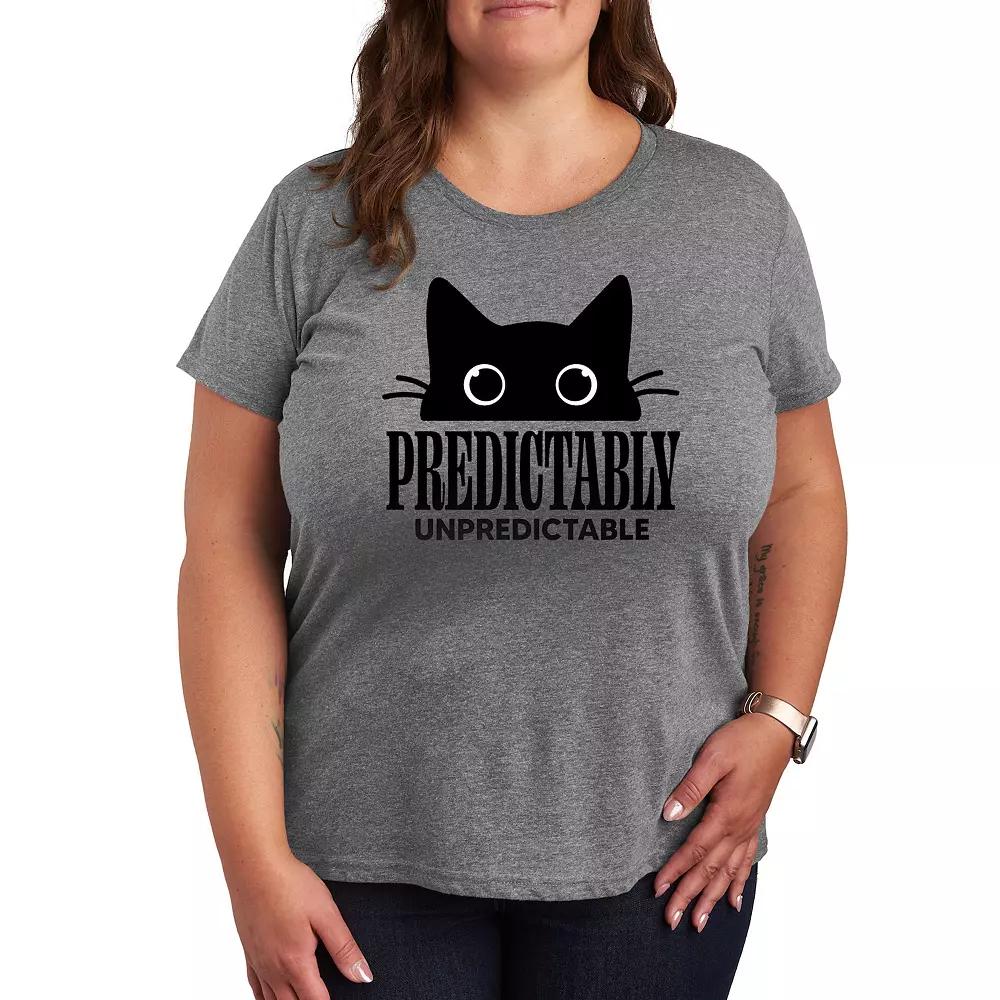 Plus Predictably Unpredictable Cat Graphic Tee, Women's,  Product Image