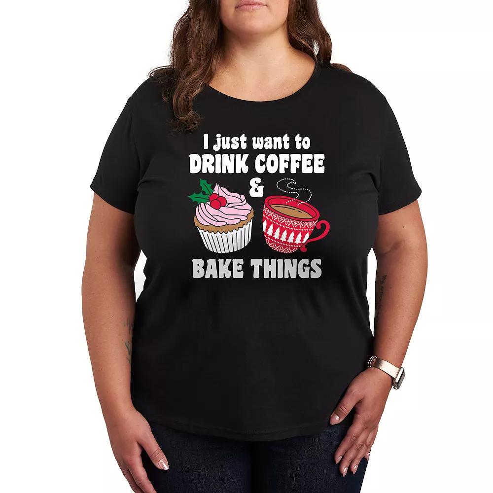 Plus Drink Coffee Bake Things Graphic Tee, Women's,  Product Image