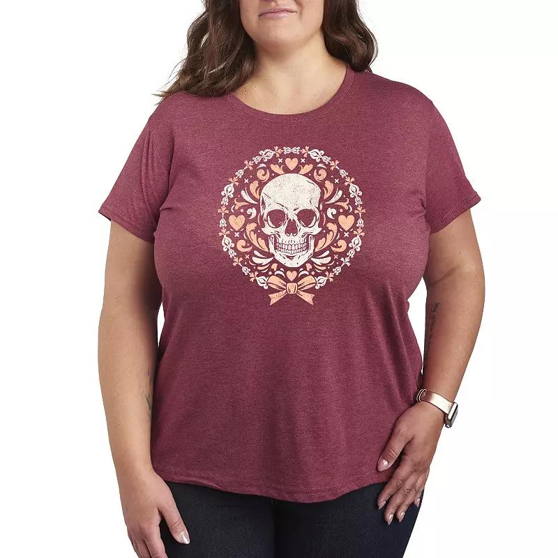 Plus Size Coquette Skull Graphic Tee, Womens Blue Product Image