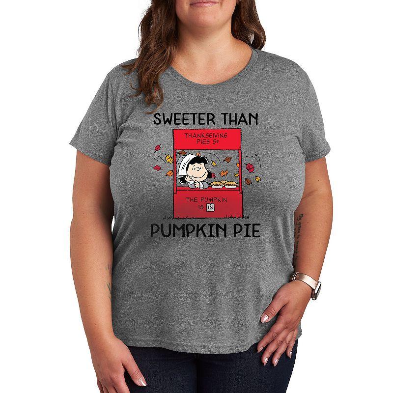 Women's Peanuts Lucy Pumpkin Pie Graphic Tee, Girl's, Size: Large, Grey Gray Product Image