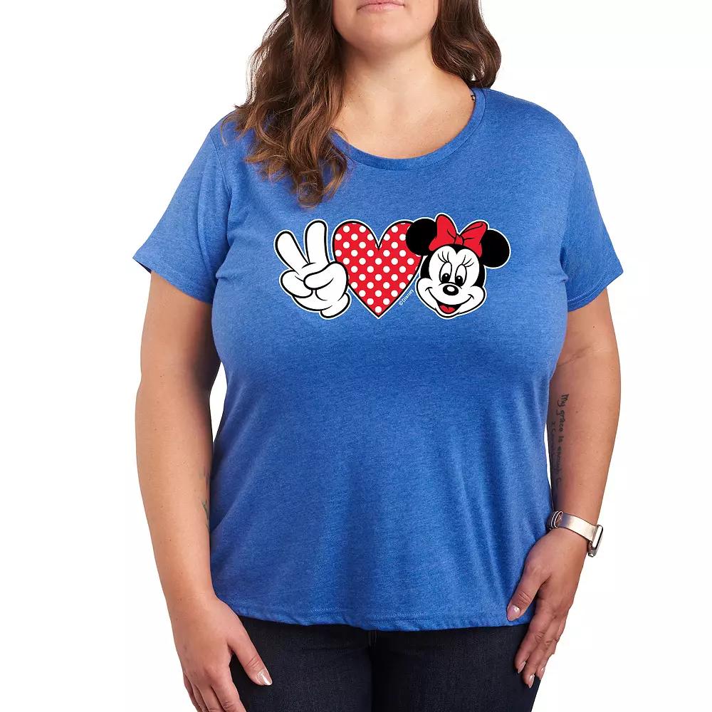 Disney's Minnie Mouse Plus Peace Love Graphic Tee, Women's,  Product Image