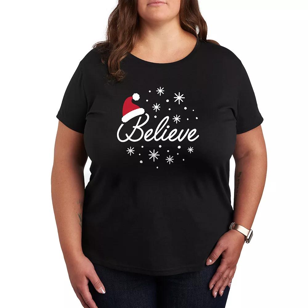 Plus Believe With Santa Hat Graphic Tee, Women's,  Product Image