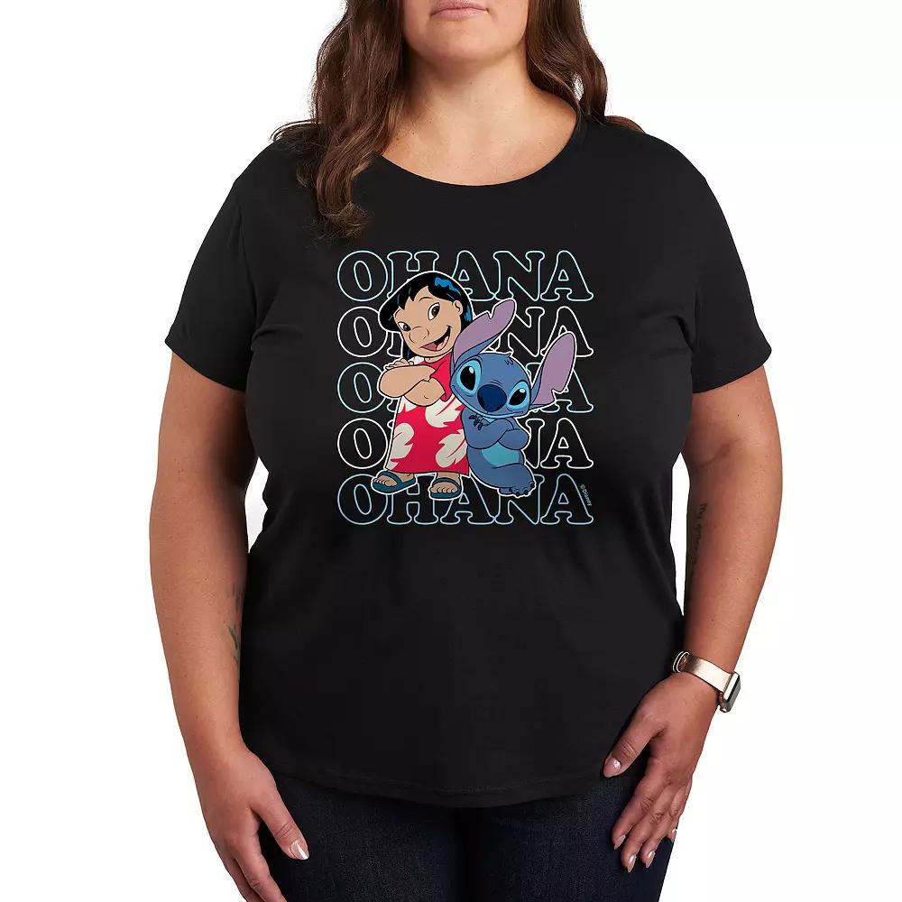 Disney's Lilo & Stitch Plus Ohana Repeated Graphic Tee, Women's,  Product Image
